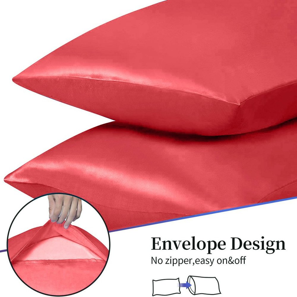Oussum Satin Pillowcase for Hair and Skin Luxury Bedding Pillowcase Set of 2 - Picture 7 of 11